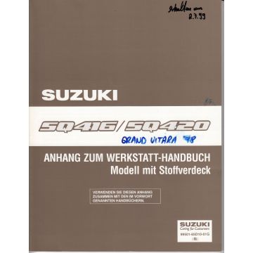 Suzuki Grand Vitara Cabrio SQ 416/420 (98-05) Werkstatthandbuch Stoffverdeck