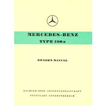 Mercedes Benz W 120 Type 180a (1957-1959) Owners Manual